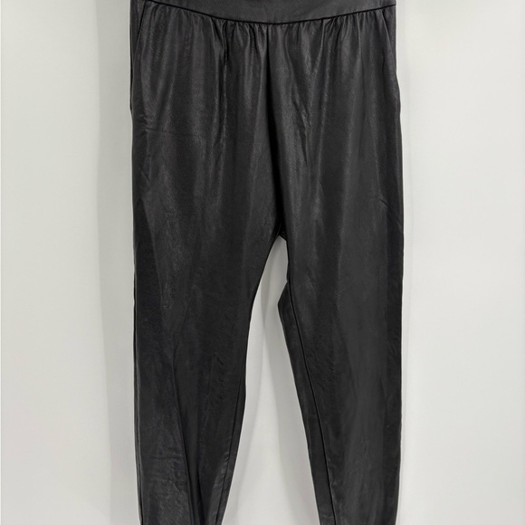 Commando Black Faux Leather Jogger Pants Relaxed Fit Stretch Taper Leg small - Picture 3 of 14